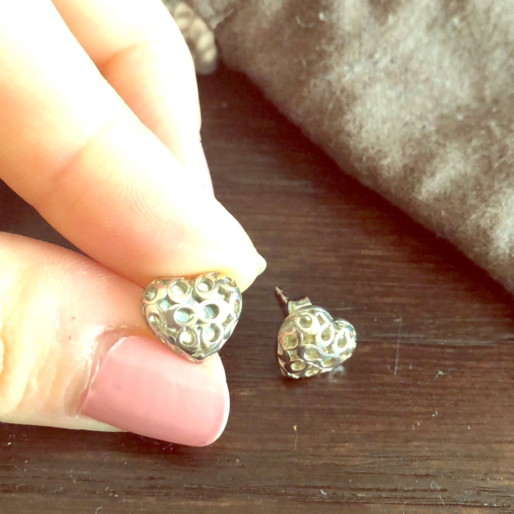 Coach sterling silver heart earrings